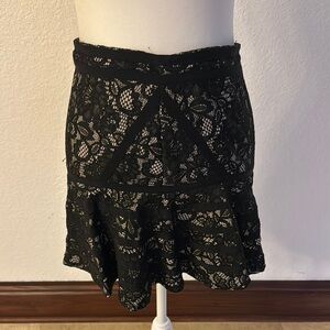 Parker Black Cream Ruffled Mini Skirt